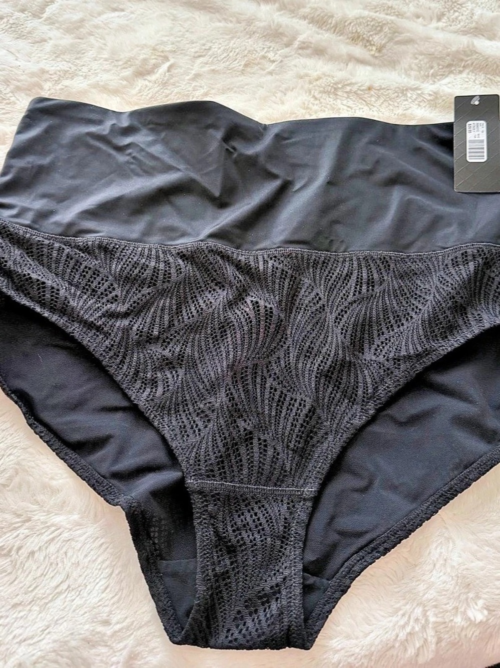 Voglio Plus size 1X Black Lace High-Waisted Panties